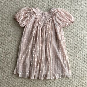 Zara Pale Pink Swiss Dot Puff Sleeve Dress